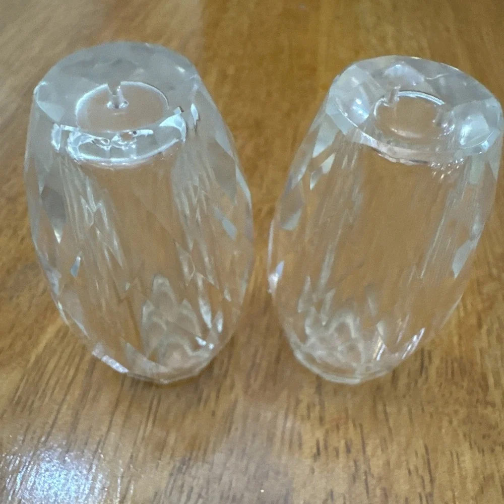 Vintage Elegant Clear Crystal Glass Small Salt Pepper Shakers 2.5